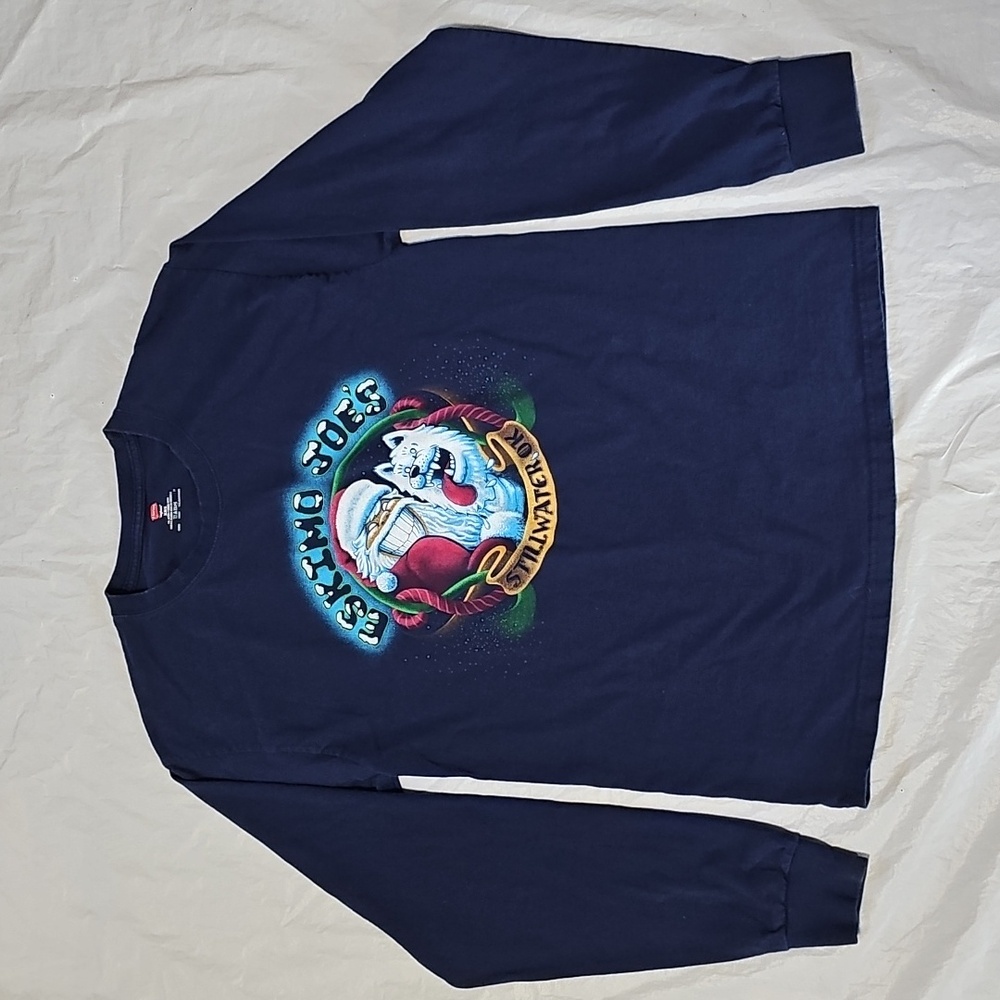 ESKIMO JOES'S STILLWATER, OK Adult Medium Long Slv Holiday Graphic T-Shirt Used